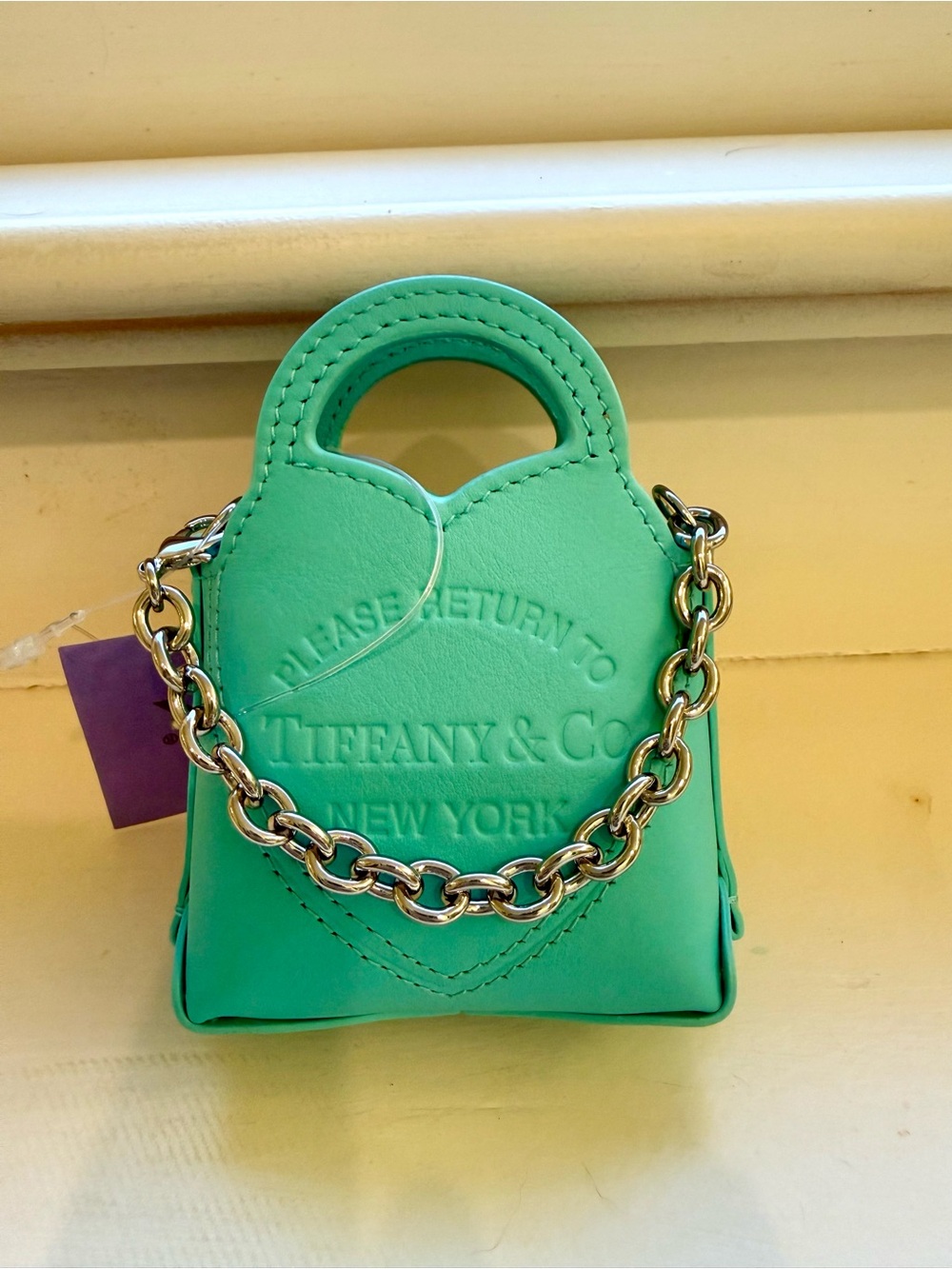 Tiffany & Co. nano Heart-Handle Leather Bag charm in Tiffany Blue turquoise